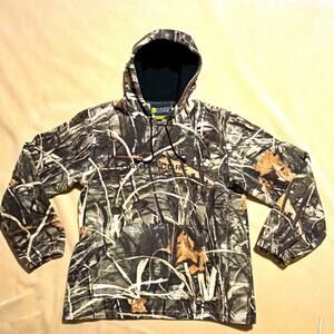 Hard Core Camo Fleece Pullover Hoodie Size Large Unisex Bow Hunting Waterfowl